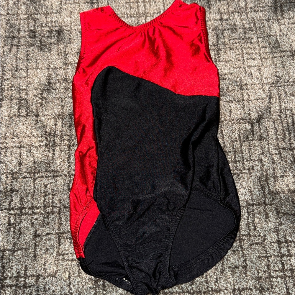 Little Red and Black Sleeveless gymnastics/dance Leotard